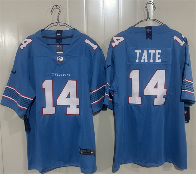 Men's Light Blue Tennessee Titans #14 Carnell Tate 2026 Vapor Limited Stitched Football Jersey